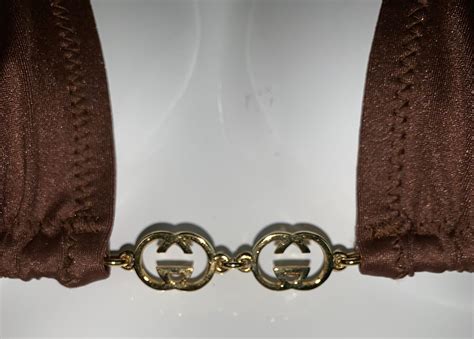 Vintage 1970's Gucci Brown Ultra Low Rise Gold G Logo Chain 